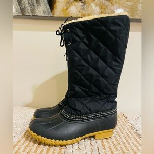 Women’s L.L. Bean  Duck Boots Shearling Lined Black Winter Boots USA Size 6M